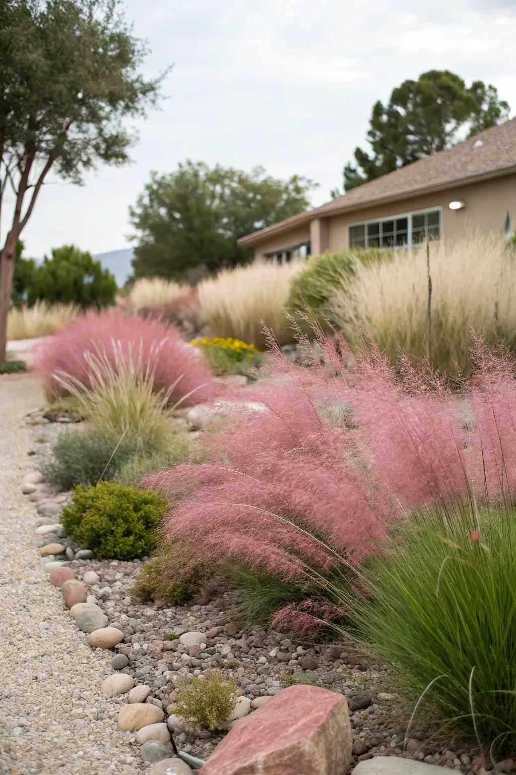 Pink Muhly Grass, Fast Growing Ornamental, Drought Tolerant Landscaping Grass (Bare Root)