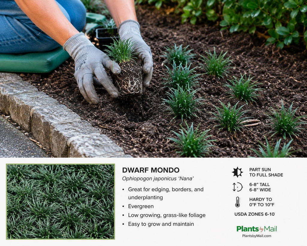100 Dwarf Mondo Grass Bibs | Low Maintenance Shade Ground Cover Grass